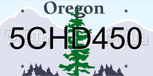 5CHD450 Oregon License Plate