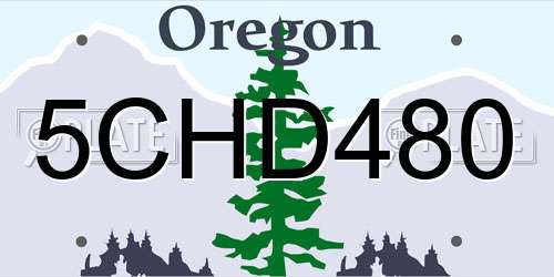 5CHD480 Oregon License Plate