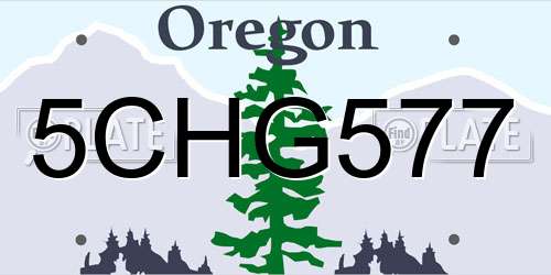 5CHG577 Oregon License Plate
