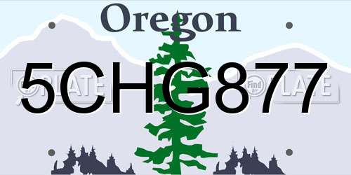 5CHG877 Oregon License Plate