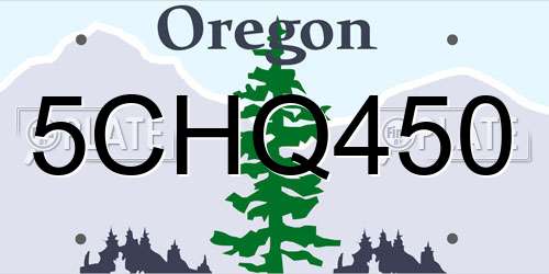 5CHQ450 Oregon License Plate