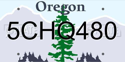5CHQ480 Oregon License Plate
