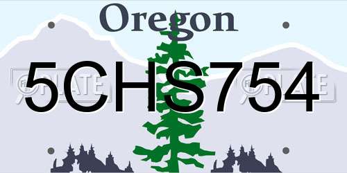 5CHS754 Oregon License Plate