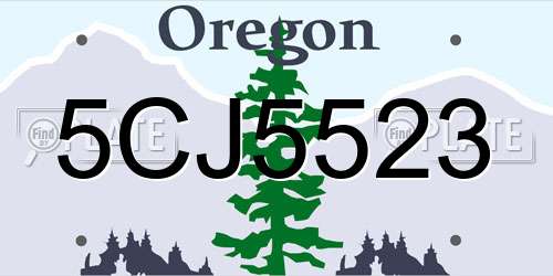 5CJ5523 Oregon License Plate