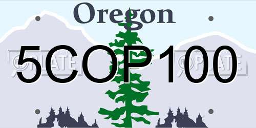 5COP100 Oregon License Plate