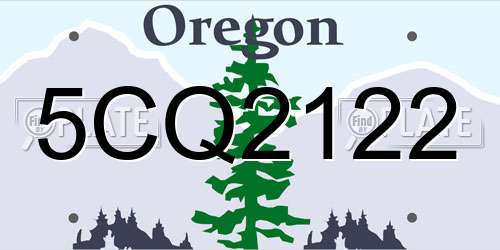 5CQ2122 Oregon License Plate