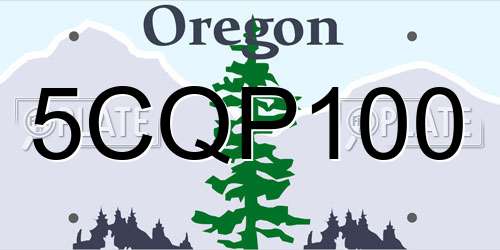 5CQP100 Oregon License Plate