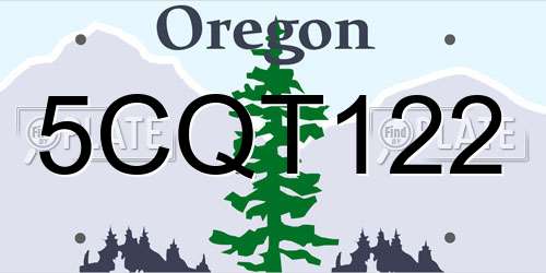5CQT122 Oregon License Plate