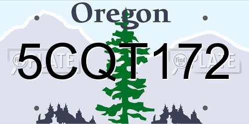 5CQT172 Oregon License Plate