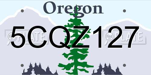 5CQZ127 Oregon License Plate