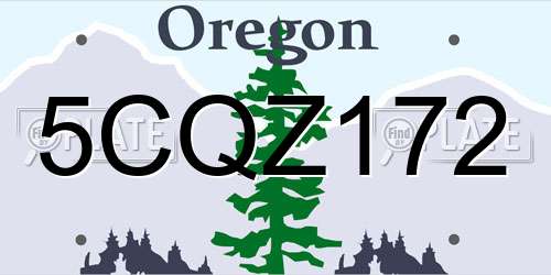 5CQZ172 Oregon License Plate