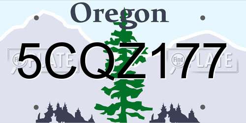 5CQZ177 Oregon License Plate
