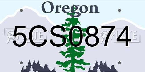 5CS0874 Oregon License Plate