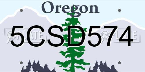 5CSD574 Oregon License Plate