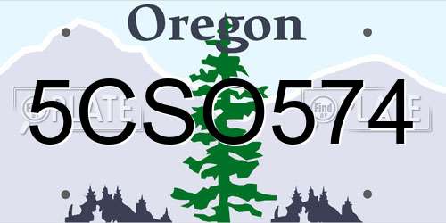 5CSO574 Oregon License Plate