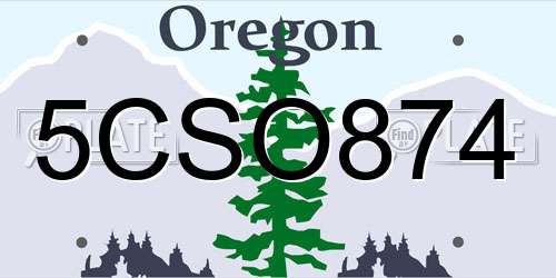 5CSO874 Oregon License Plate