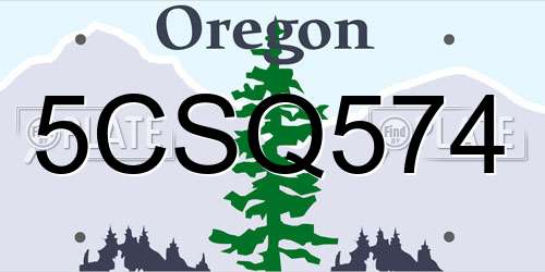 5CSQ574 Oregon License Plate