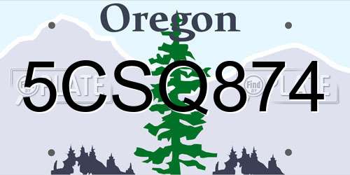 5CSQ874 Oregon License Plate