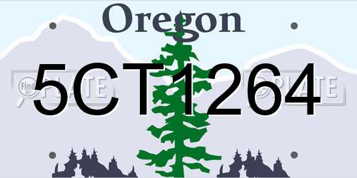 5CT1264 Oregon License Plate