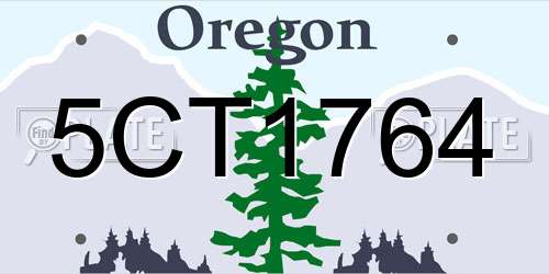 5CT1764 Oregon License Plate