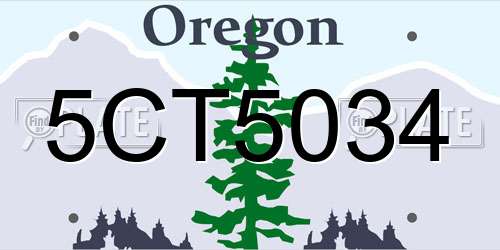 5CT5034 Oregon License Plate