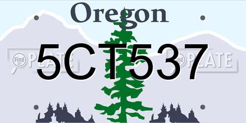 5CT537 Oregon License Plate