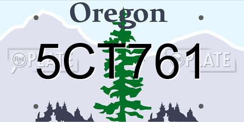 5CT761 Oregon License Plate