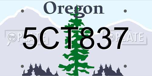 5CT837 Oregon License Plate