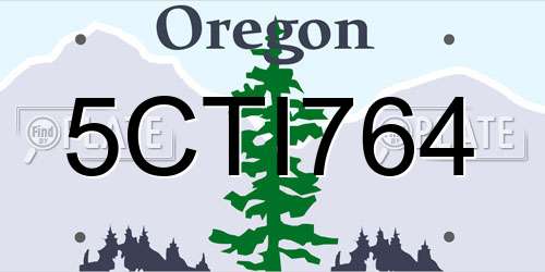 5CTI764 Oregon License Plate