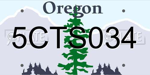 5CTS034 Oregon License Plate