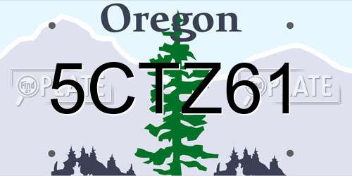 5CTZ61 Oregon License Plate