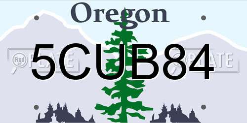 5CUB84 Oregon License Plate