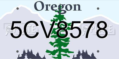 5CV8578 Oregon License Plate