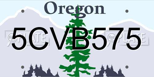 5CVB575 Oregon License Plate