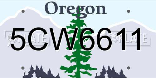 5CW6611 Oregon License Plate