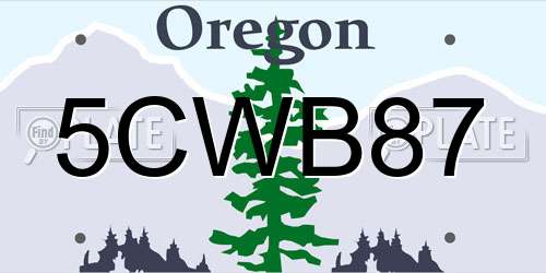 5CWB87 Oregon License Plate