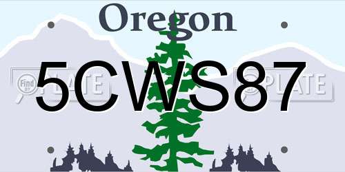 5CWS87 Oregon License Plate