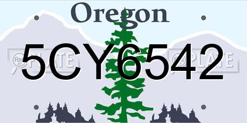 5CY6542 Oregon License Plate
