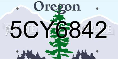 5CY6842 Oregon License Plate
