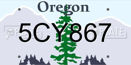 5CY867 Oregon License Plate