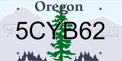 5CYB62 Oregon License Plate
