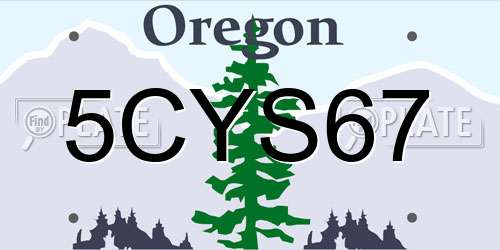 5CYS67 Oregon License Plate