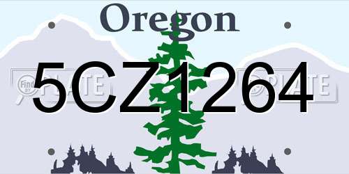 5CZ1264 Oregon License Plate