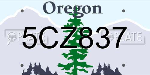 5CZ837 Oregon License Plate