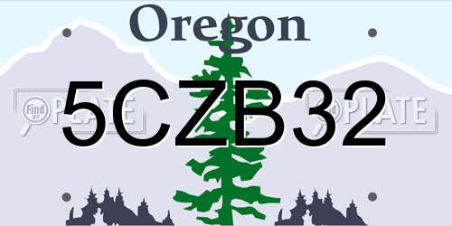 5CZB32 Oregon License Plate