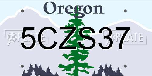 5CZS37 Oregon License Plate