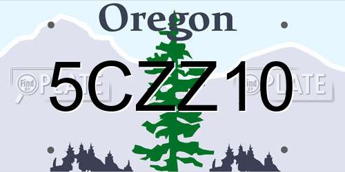 5CZZ10 Oregon License Plate