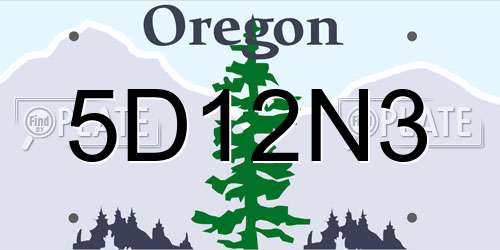 5D12N3 Oregon License Plate