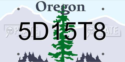 5D15T8 Oregon License Plate