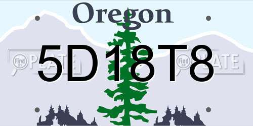 5D18T8 Oregon License Plate